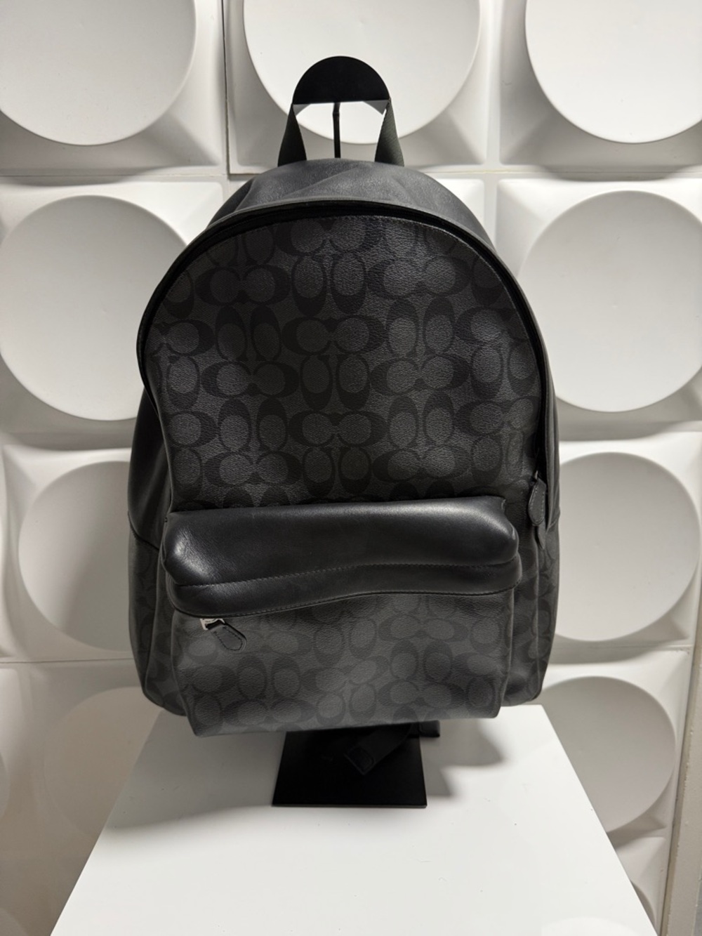 Coach Men's Charcoal Signature Canvas Backpack